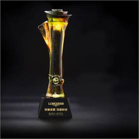 锐意进取琉璃奖杯水晶定制年会表彰奖牌比赛奖品纪念品免费刻字定做