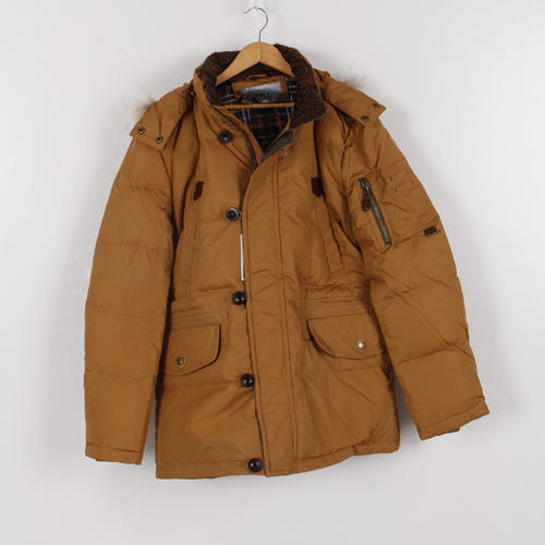 南极人xl码卡其色韩版加厚保暖连帽外套羽绒服男b119