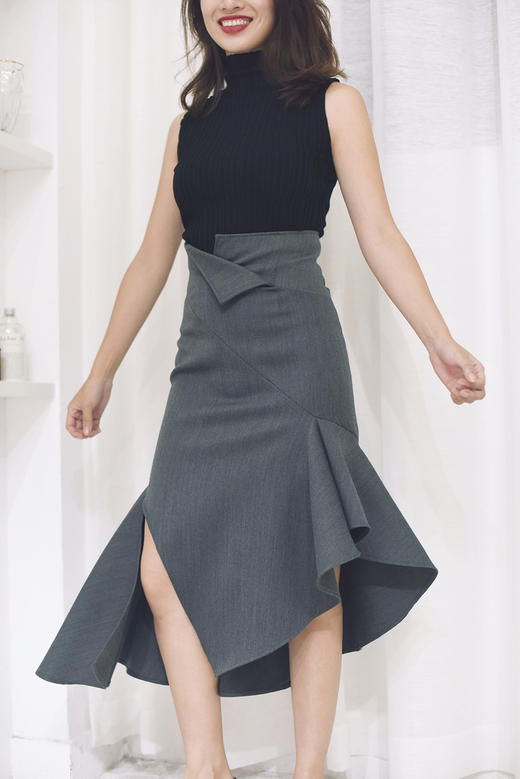 Atelier Miss Lu / Octavia-高级灰鱼尾开衩半裙 商品图2