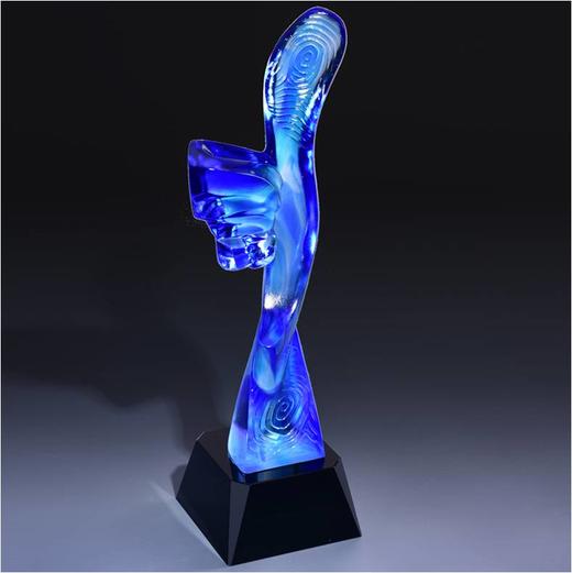 海阔天空琉璃奖杯水晶定制年会表彰奖牌比赛奖品纪念品免费刻字定做 商品图0
