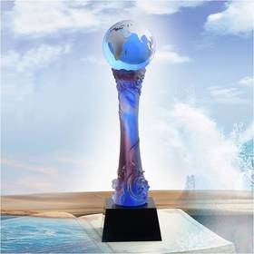 海阔天空琉璃奖杯水晶定制年会表彰奖牌比赛奖品纪念品免费刻字定做