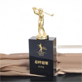 高尔夫金杆定制定做高档优秀员工奖品创意金属奥斯卡小金人冠军奖杯刻字
