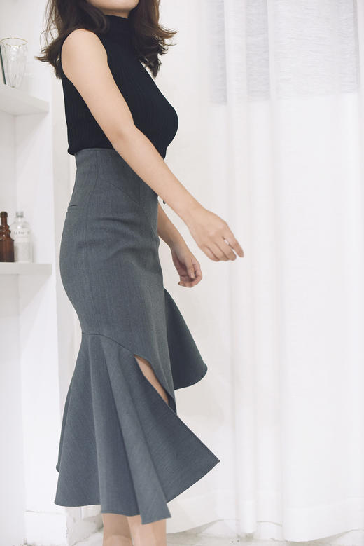 Atelier Miss Lu / Octavia-高级灰鱼尾开衩半裙 商品图4