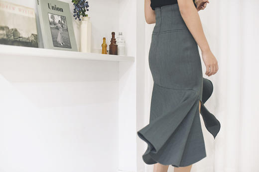 Atelier Miss Lu / Octavia-高级灰鱼尾开衩半裙 商品图3