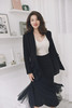 AtelierMissLu / Nicholas 黑色装饰拼纱羊毛大衣 商品缩略图1