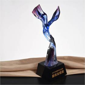 鸿业腾飞琉璃奖杯水晶定制年会表彰奖牌比赛奖品纪念品免费刻字定做
