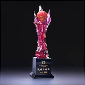 薪火浴火重生琉璃奖杯水晶定制年会表彰奖牌比赛奖品纪念品免费刻字定做