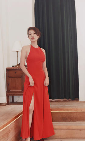 AtelierMissLu / Valentina 嘉年华红挂脖露背长礼服