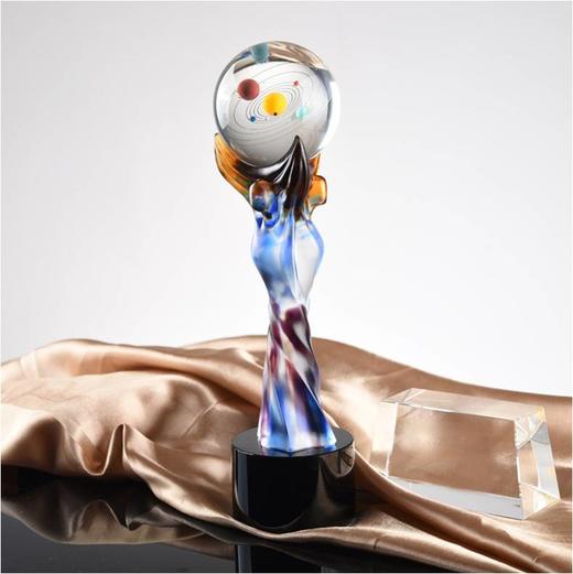 众志成城琉璃奖杯水晶定制年会表彰奖牌比赛奖品纪念品免费刻字定做 商品图0