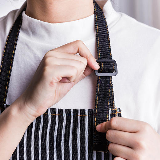 摩登主妇ins北欧烫金牛仔围裙情侣口袋围裙厨房奶茶甜品店工作服