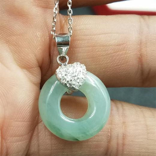 b023平安扣挂件天然翡翠玉坠女平安扣玉项链