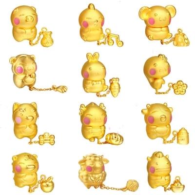 【项链】。本命年十二生肖鸡狗猪吊坠 Q萌卡通版镀3D黄金项链越南沙金女饰品 商品图1