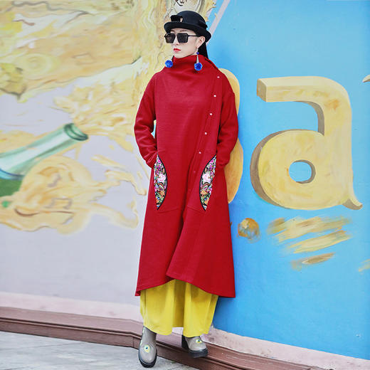 凤求凰刺绣双面呢毛呢外套 商品图1