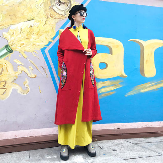 凤求凰刺绣双面呢毛呢外套 商品图2