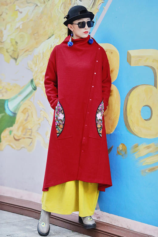 凤求凰刺绣双面呢毛呢外套 商品图5