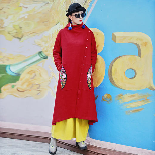 凤求凰刺绣双面呢毛呢外套 商品图0