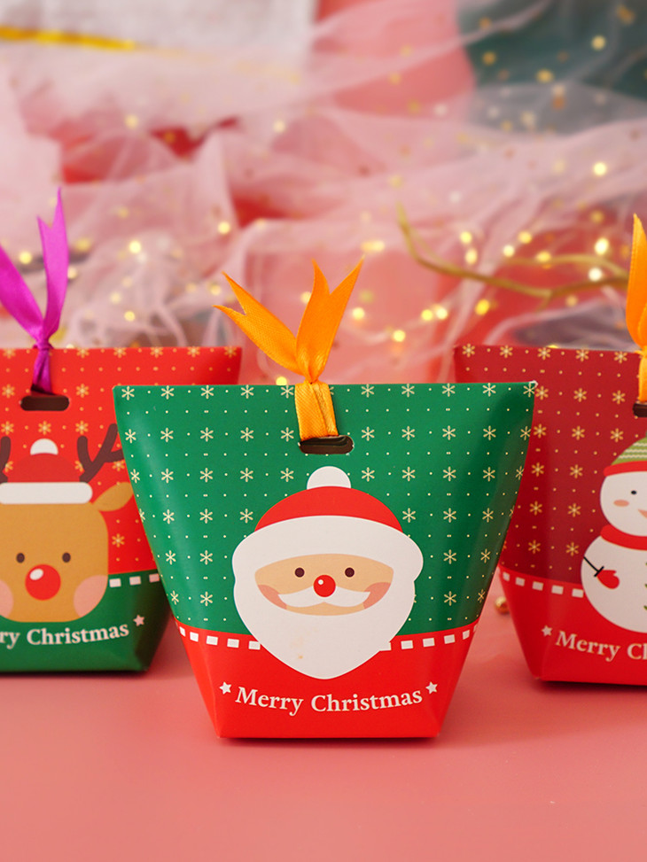 圣诞枕头盒梯形牛轧糖盒曲奇饼干牛轧饼雪花酥包装盒