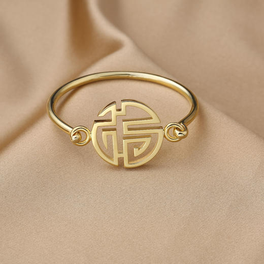 宫喜礼故宫文创官方授权万福金安手镯925纯银18k金复古宫廷