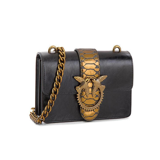 pinko女士黑色皮革单肩包斜挎包香港仓