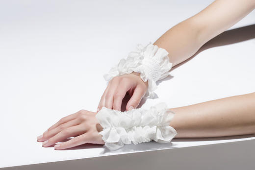 北京仓｜Catherine Osti-Louisa-法国里昂真丝 袖饰（白色）［法国设计师］ 商品图0