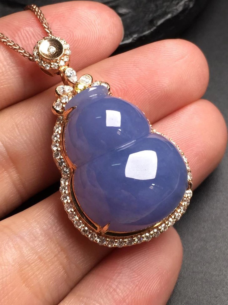 12589翡翠冰种蓝紫大葫芦吊坠