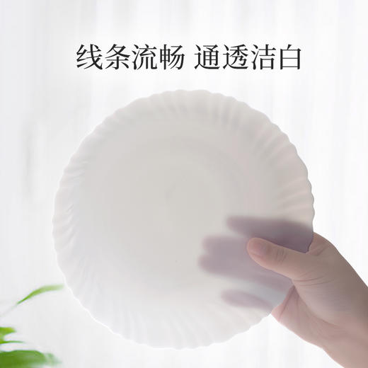 【BOLUYA博绿雅 花边纯白碗】散装多规格可选白玉瓷餐具免洗洁精0毛孔无菌餐盘耐高温创意家用碗盘菜盘碟子浅盘深盘 碗汤勺子 西餐盘菜碟 商品图3