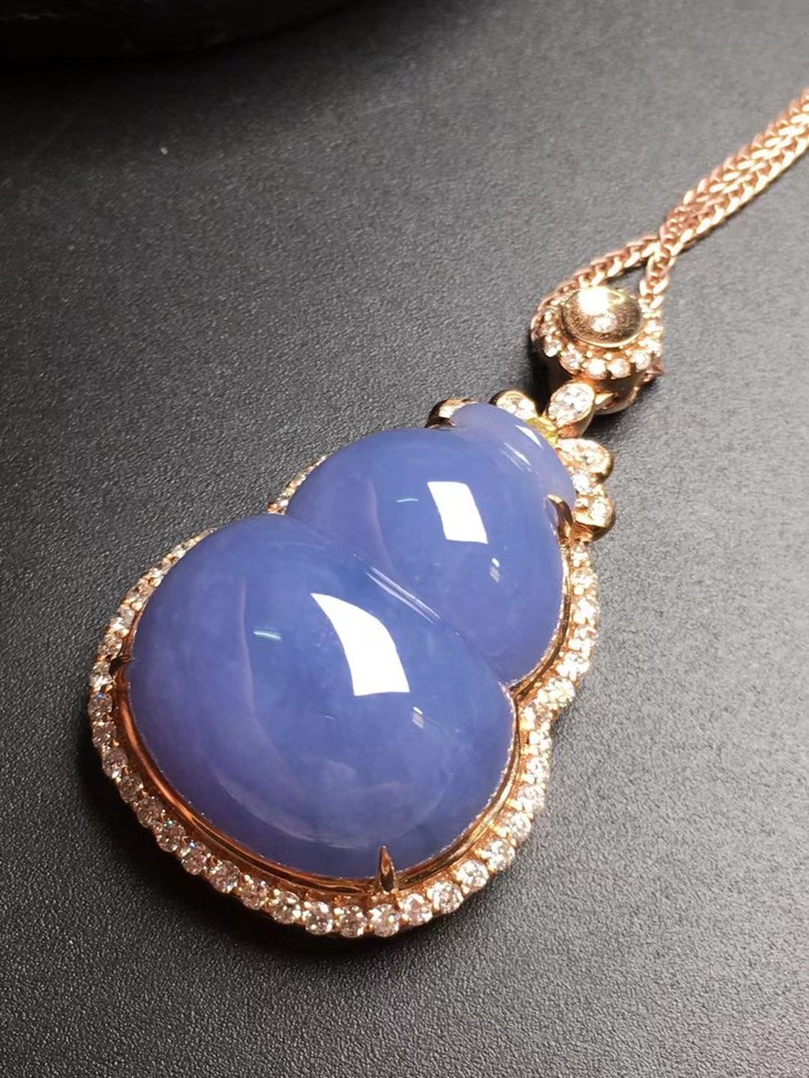 12589翡翠冰种蓝紫大葫芦吊坠