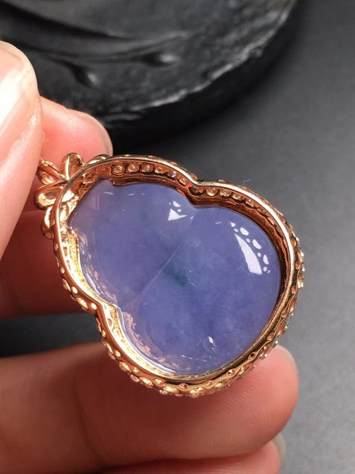 12589翡翠冰种蓝紫大葫芦吊坠