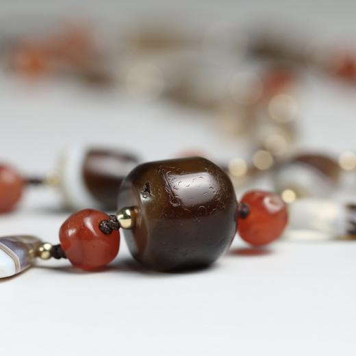 高古糖球玛瑙圆珠+缠丝玛瑙项链 商品图3