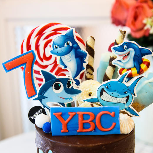 "加高版蓝底巧克力淋面鲨鱼"【巧克力戚风咸奶油蛋糕 无水果夹心】