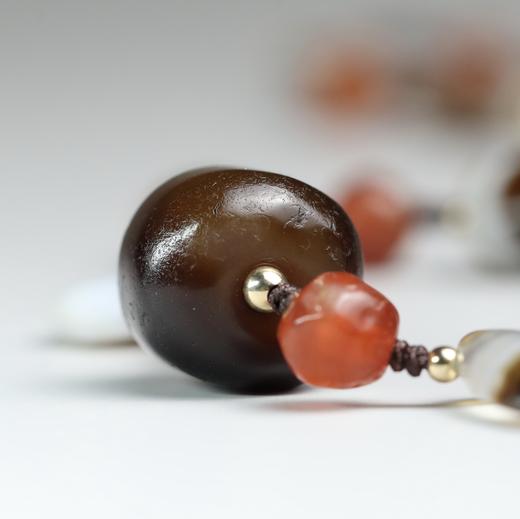 高古糖球玛瑙圆珠+缠丝玛瑙项链 商品图2