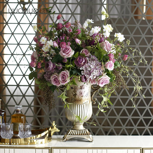 原野欧式古典风格高档树脂花瓶花器客厅酒店装饰摆件古典欧式花瓶 商品图1