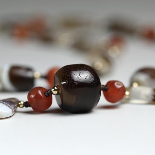 高古糖球玛瑙圆珠+缠丝玛瑙项链 商品图1