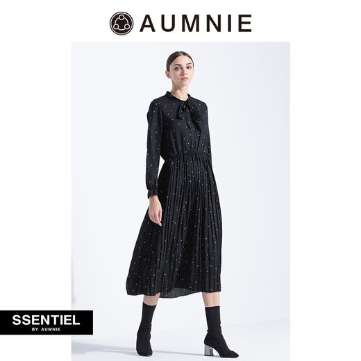 SSENTIEL by AUMNIE｜  复古波点百褶裙 新款秋冬立领百搭连衣裙 商品图1
