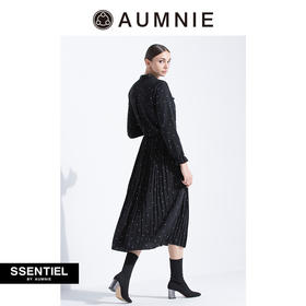 SSENTIEL by AUMNIE｜  复古波点百褶裙 新款秋冬立领百搭连衣裙
