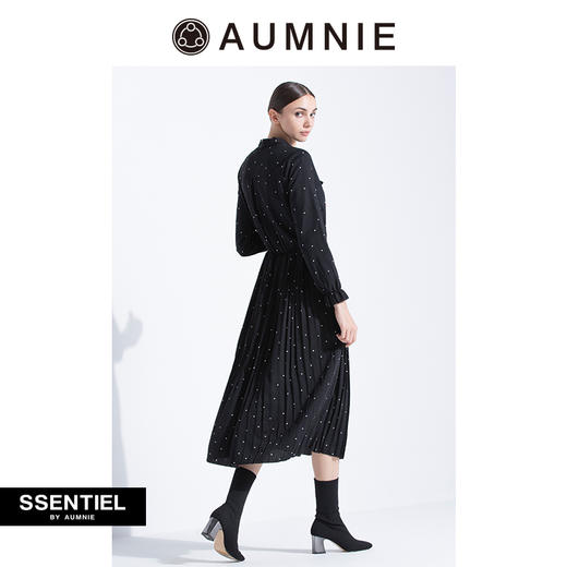 SSENTIEL by AUMNIE｜  复古波点百褶裙 新款秋冬立领百搭连衣裙 商品图0