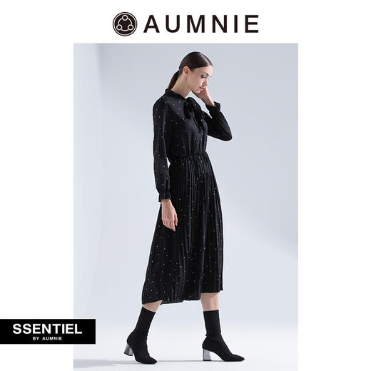 SSENTIEL by AUMNIE｜  复古波点百褶裙 新款秋冬立领百搭连衣裙 商品图2