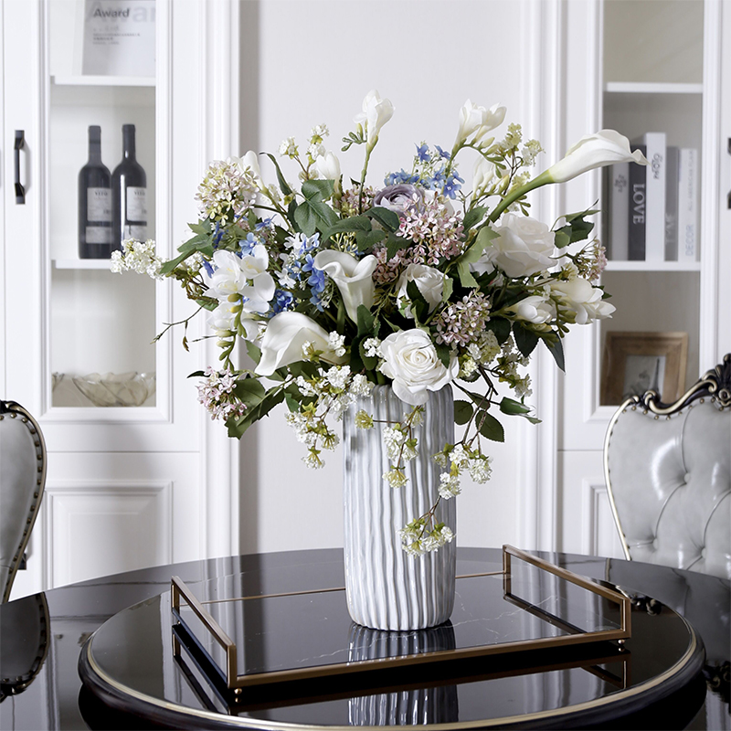 原野 自然风花艺仿真花假花套装 花瓶装饰混搭客厅酒店花艺摆件 香雪兰混搭套装