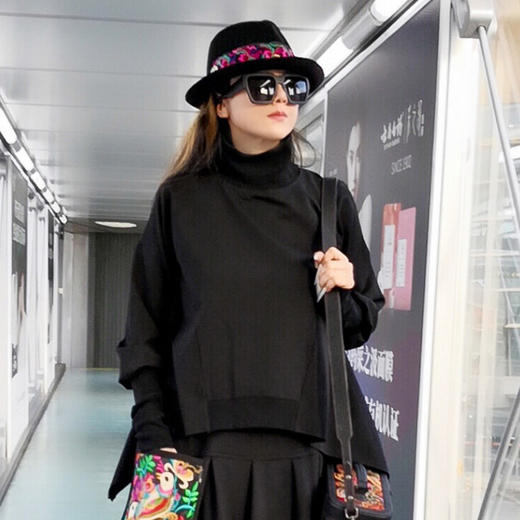 寂黑无忌绣花宽松卫衣 | 杨老师同款 |  现货加急发 商品图1