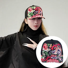 醉花阴绣花鸭舌帽 | 现货加急发 | 杨老师同款 | 黑色 红色