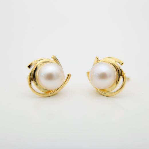 Pearl moments 星轨扁圆珠珍珠耳钉 商品图2