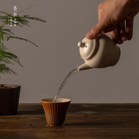 天石白陶泥壶 草木灰釉蓬留急须