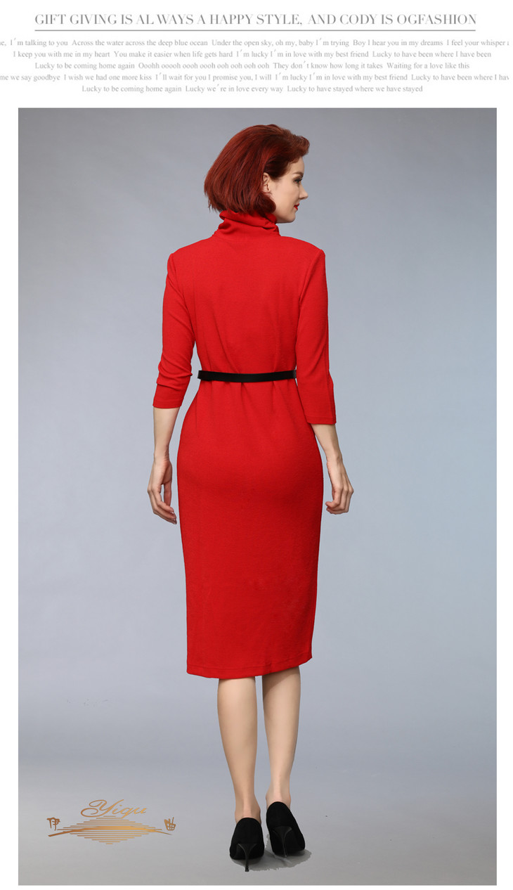 特惠yiqu心悦针织连身裙茜红