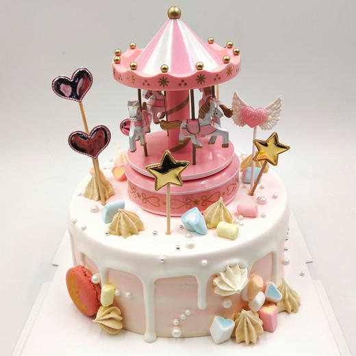 4款旋转木马粉色蓝色生日蛋糕