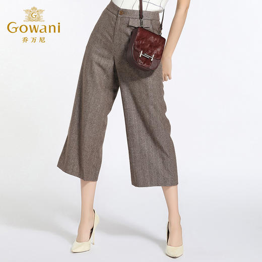 乔万尼冬季裤子时尚复古休闲高腰宽松直筒九分阔腿裤女厚EB4F057 商品图1