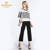 乔万尼 春冬季宽松直筒大码条纹羊毛针织衫女长袖打底毛衣EB3M292 商品缩略图2