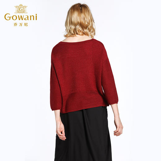 乔万尼羊毛针织衫女 春冬季新款宽松大码长袖上衣套头短款毛衣EB3M297 商品图3