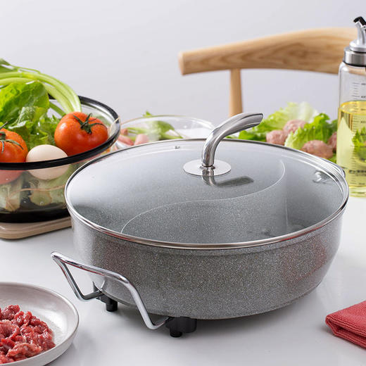 石头纪鸳鸯锅火山石不粘锅材质一体成型不串味家庭火锅必备
