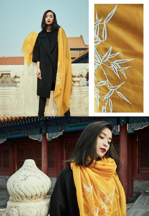 五行色刺绣羊绒围巾 披肩 SJG18P608N 商品图6