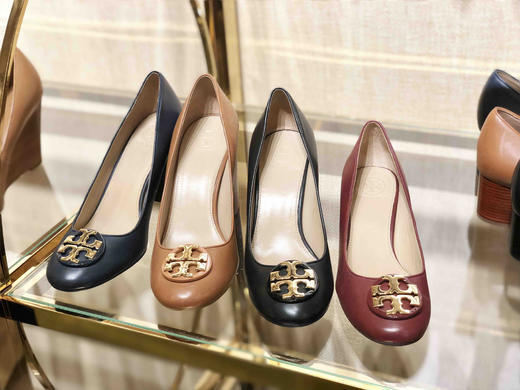 Tory burch TB奥莱金标小粗跟高跟鞋 商品图0